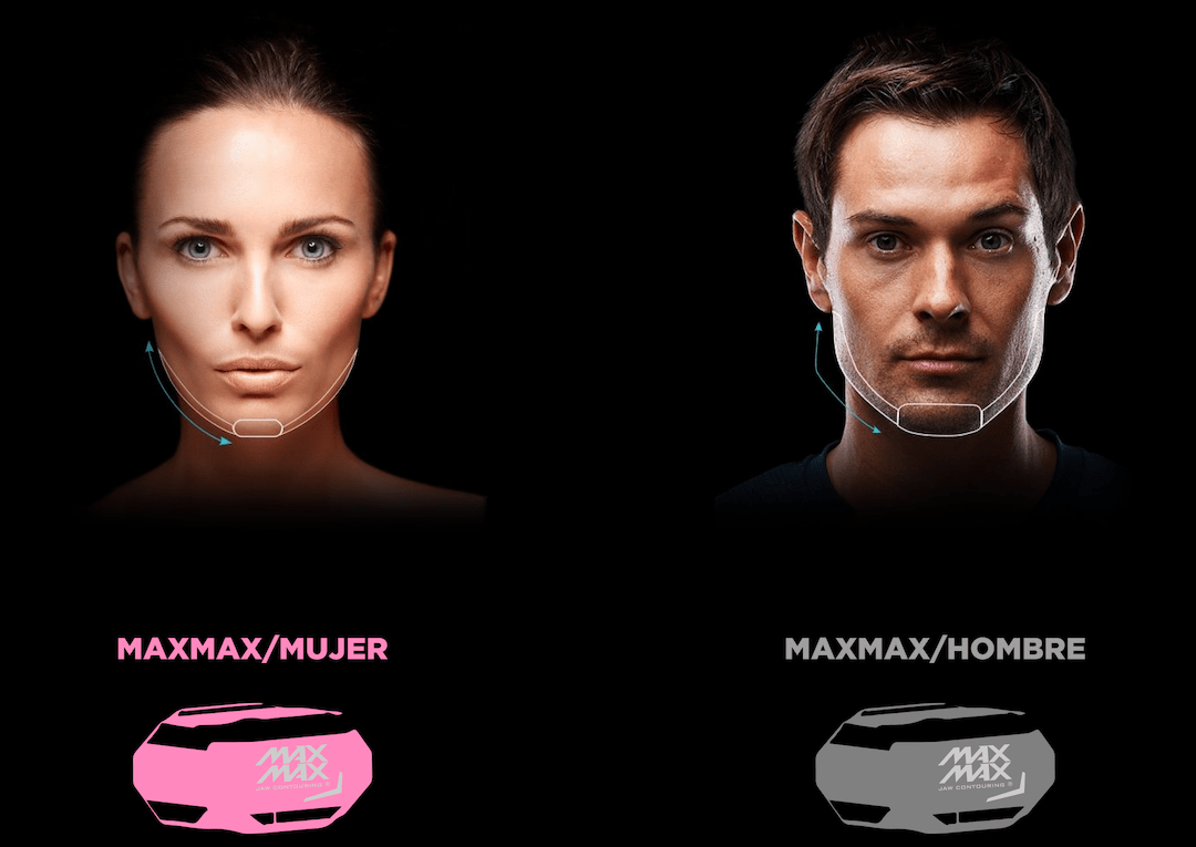 Contorno mandibular MaxMax en mujer y hombre